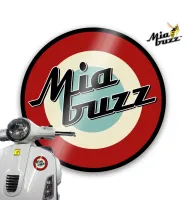 Mia Buzz Retro Red Cream Blue Roundel Decal 100 mm Decal Badge