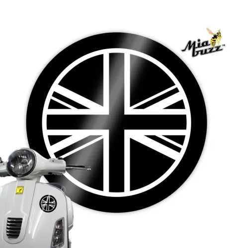 Union Jack Black and White 100 mm Round Decal Badge