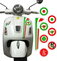 Front Stripe Tricolore Kit with Interchangeable Badge for Vespa GTS GTV Decal Italian Flag Edition