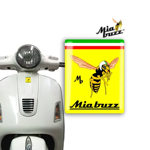 Mia Buzz Front Badge Mio the Wasp 3D Resin Dome Emblem for Vespa Models Italian flag and Yellow
