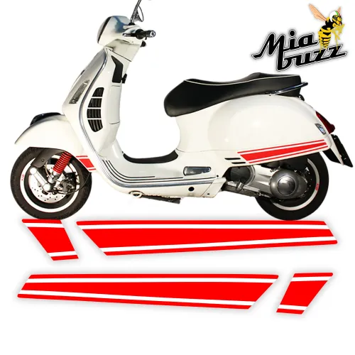Side Super Sport Stripes Red White for Vespa GTS GTV